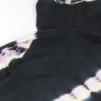 H&M Girls Black Geometric Cotton Pullover Hoodie Size 10-11 Years Pullover - Tie Dye