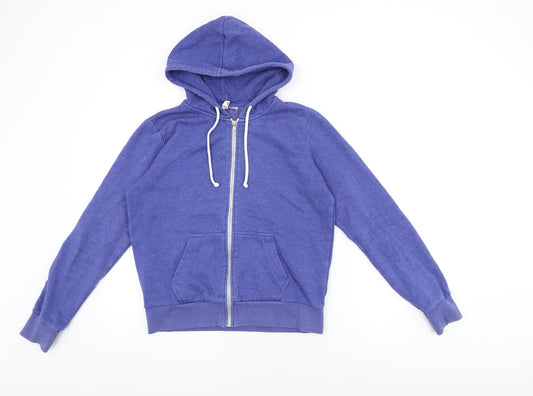 H&M Womens Blue Cotton Full Zip Hoodie Size M Zip