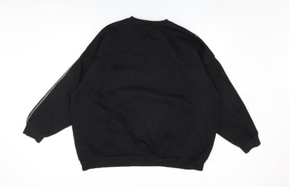 Boohoo Womens Black Cotton Pullover Sweatshirt Size L Pullover