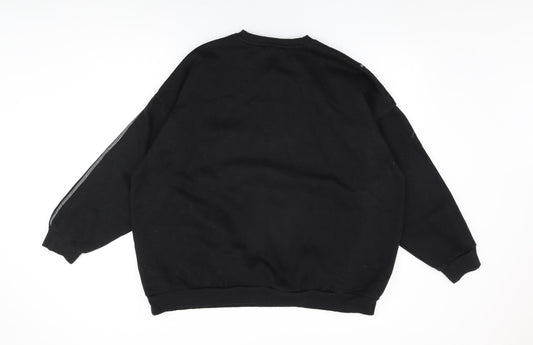 Boohoo Womens Black Cotton Pullover Sweatshirt Size L Pullover