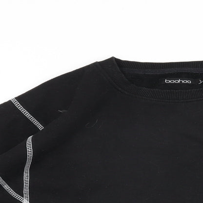 Boohoo Womens Black Cotton Pullover Sweatshirt Size L Pullover