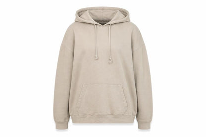Front view of Missguided women’s beige cotton pullover hoodie, size M, pullover