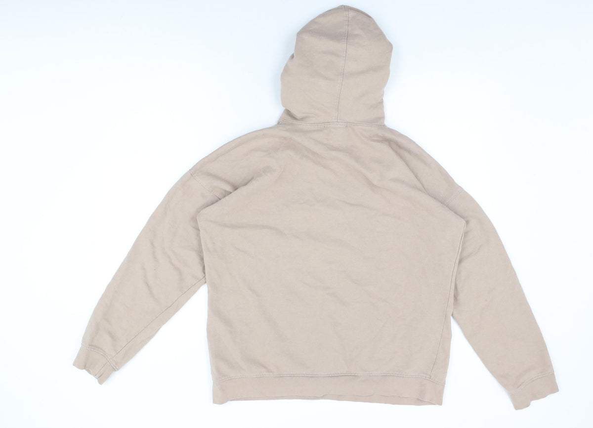 Back view of Missguided women’s beige cotton pullover hoodie, size M, pullover