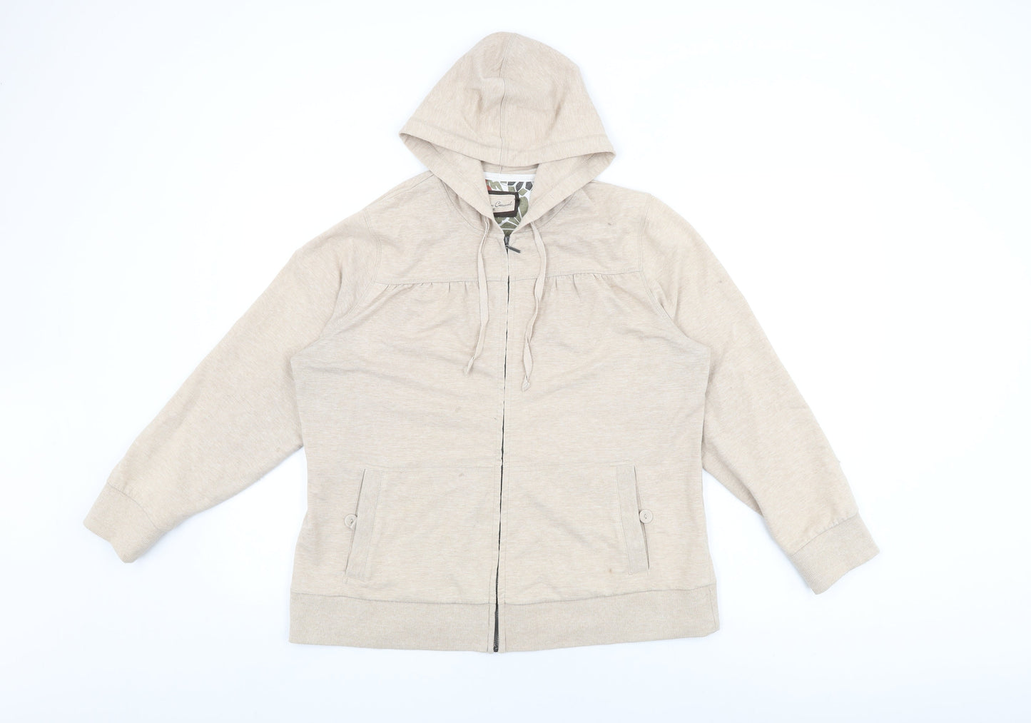 BM Collection Womens Beige Cotton Full Zip Hoodie Size M Zip