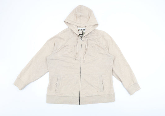 Bonmarché Womens Beige Cotton Full Zip Hoodie Size M Zip