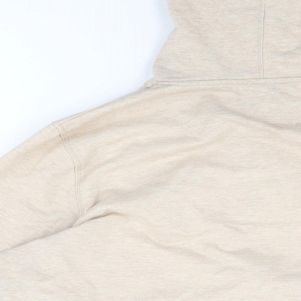 BM Collection Womens Beige Cotton Full Zip Hoodie Size M Zip