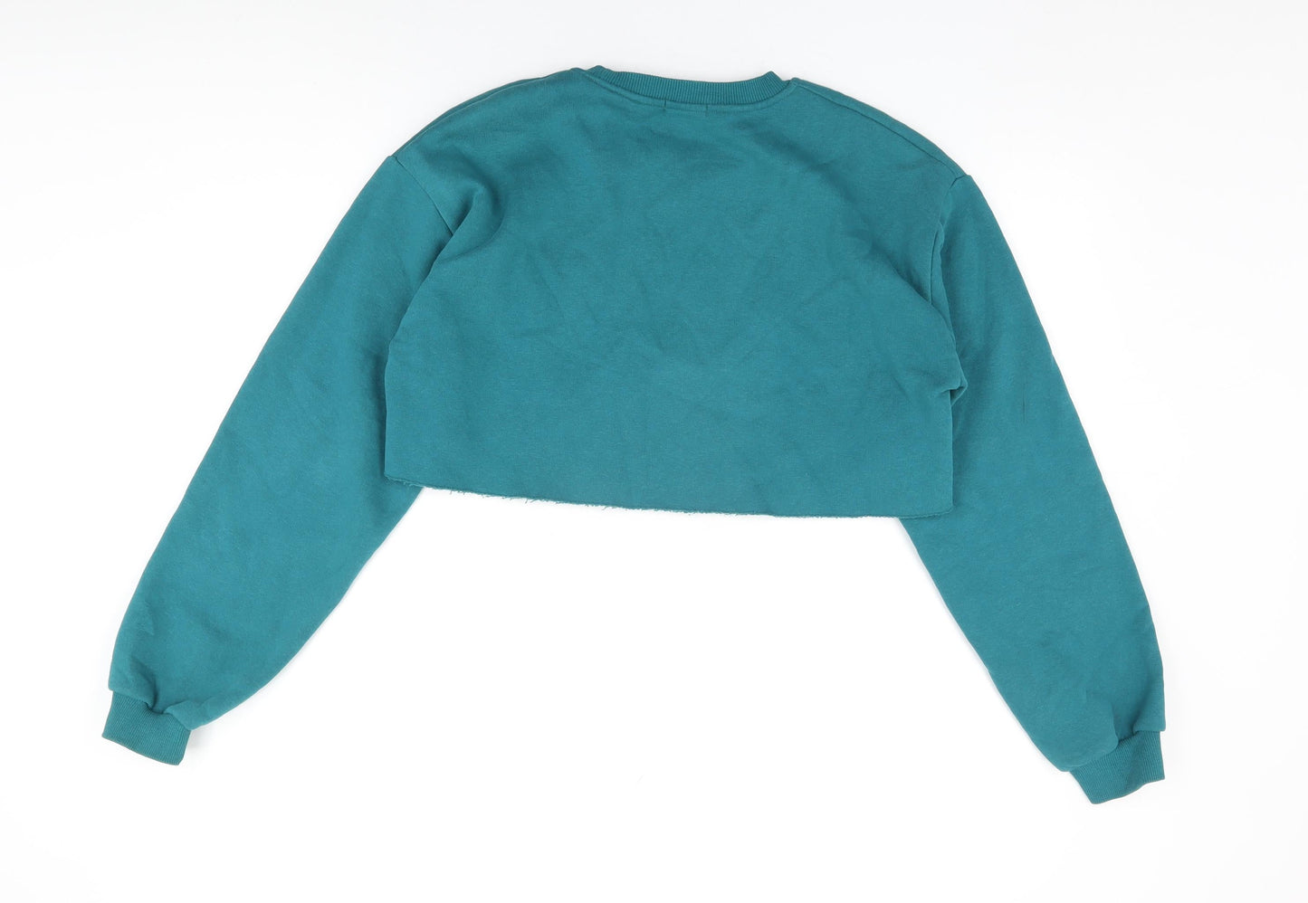 PRETTYLITTLETHING Womens Blue Cotton Pullover Sweatshirt Size S Pullover - Worry Less Smile More