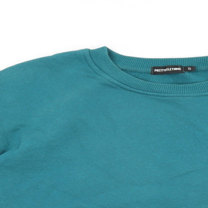 PRETTYLITTLETHING Womens Blue Cotton Pullover Sweatshirt Size S Pullover - Worry Less Smile More