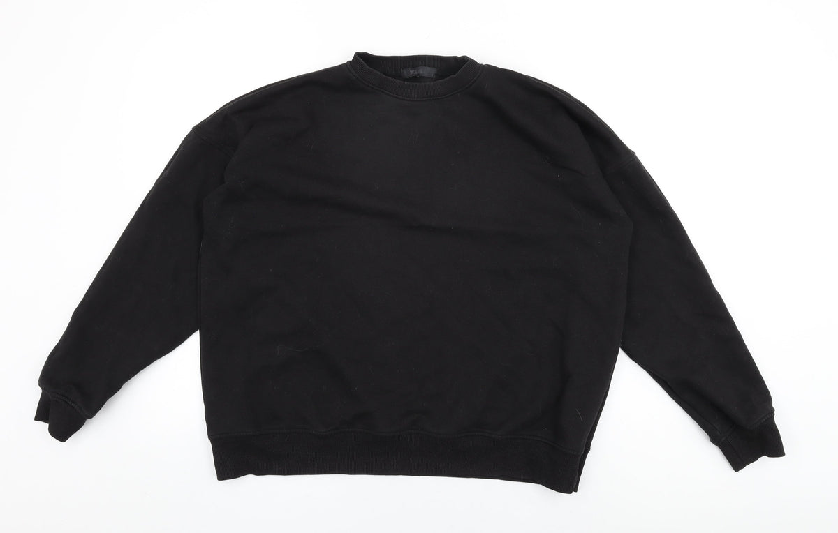 Additional front view of Missguided women’s black cotton pullover sweatshirt, size UK 12, pullover