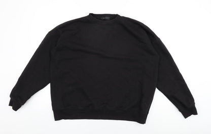 Additional front view of Missguided women’s black cotton pullover sweatshirt, size UK 12, pullover