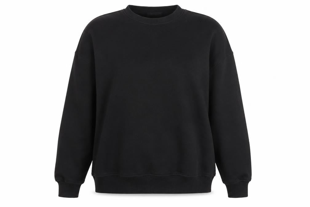 Front view of Missguided women’s black cotton pullover sweatshirt, size UK 12, pullover