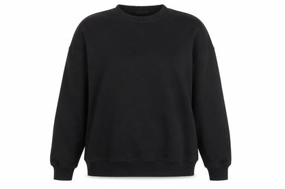 Front view of Missguided women’s black cotton pullover sweatshirt, size UK 12, pullover