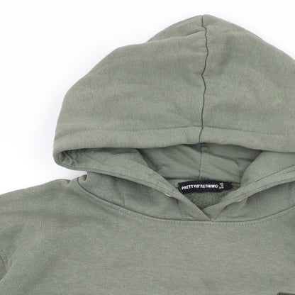 PRETTYLITTLETHING Womens Green Cotton Pullover Hoodie Size 10 Pullover