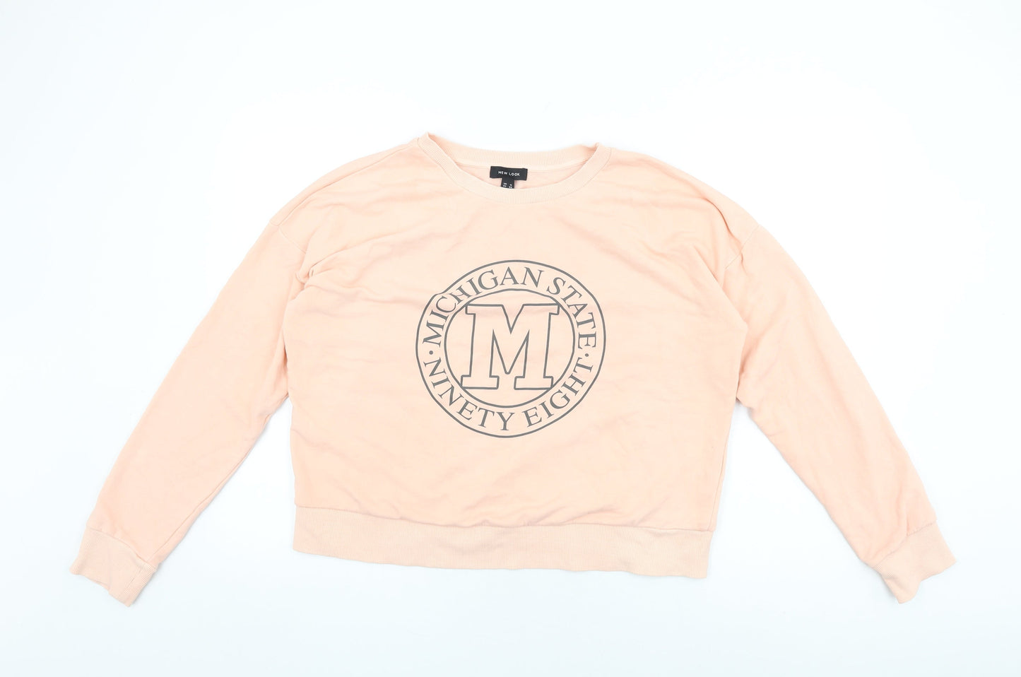 New Look Womens Pink Cotton Pullover Sweatshirt Size 16 Pullover - Michigan State