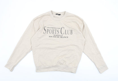 Nasty Gal Womens Beige Cotton Pullover Sweatshirt Size M Pullover - Sports Club