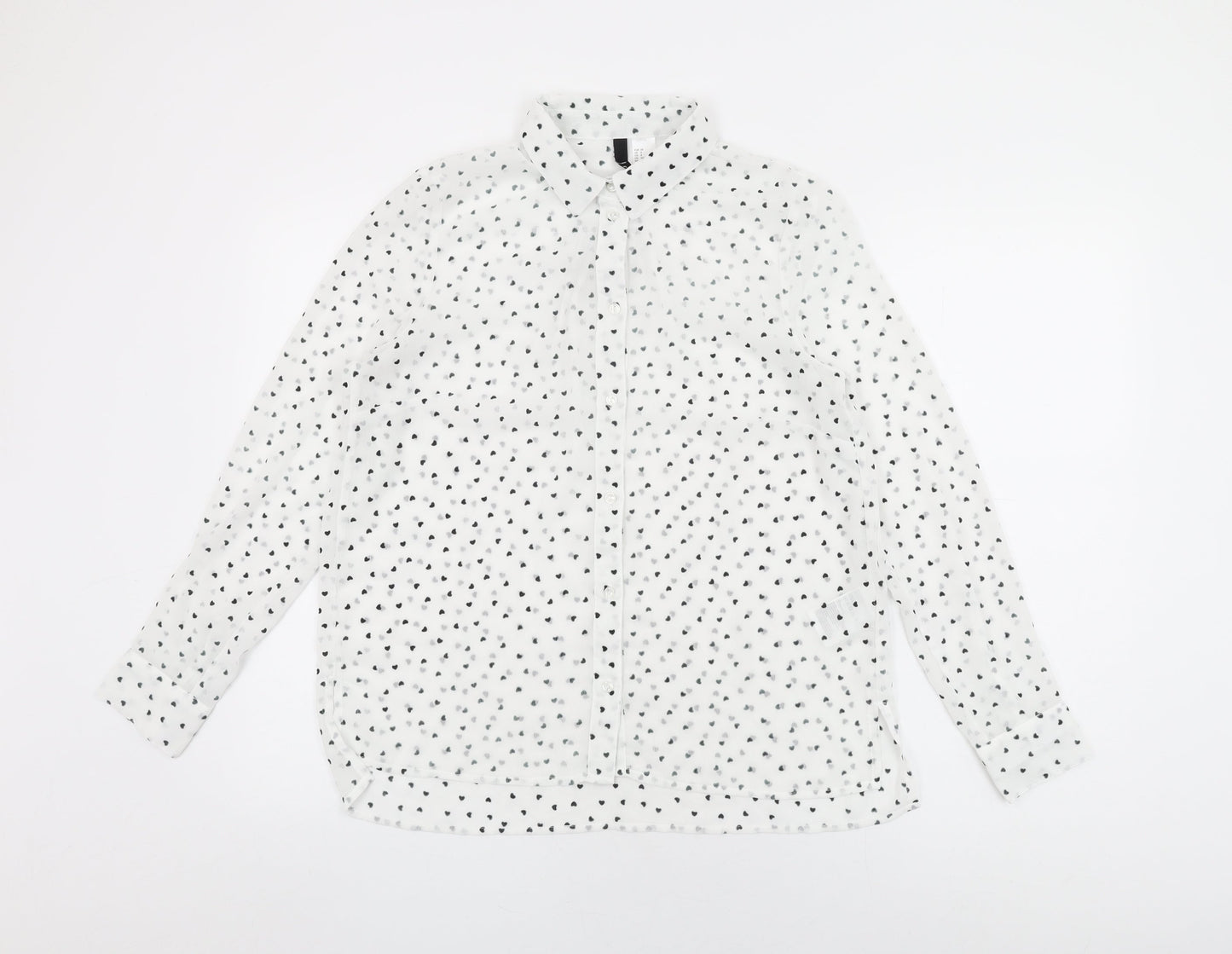 Womens UK Size 12 H&M White Basic Button-Up