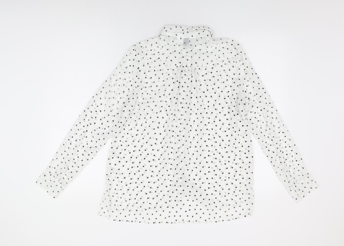 Womens UK Size 12 H&M White Basic Button-Up
