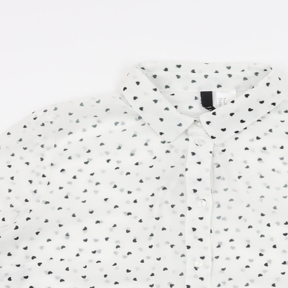 Womens UK Size 12 H&M White Basic Button-Up
