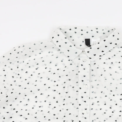 Womens UK Size 12 H&M White Basic Button-Up