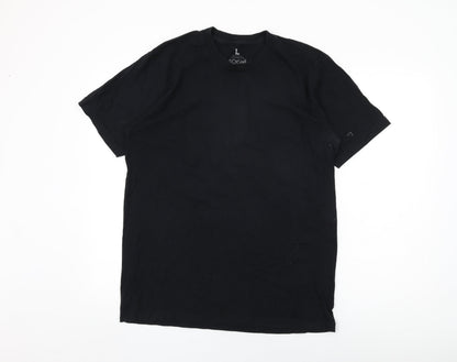 Soigne Mens Black Cotton T-Shirt Size L Round Neck - Spears 81