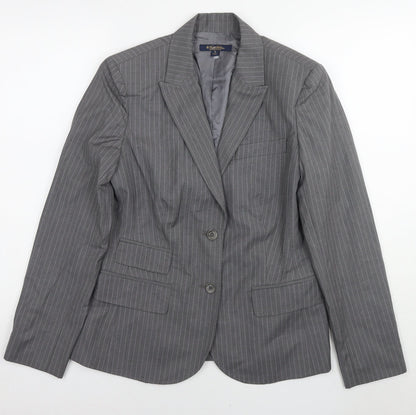 Brooks Brothers Womens Grey Striped Wool Jacket Suit Jacket Size 14