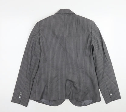 Brooks Brothers Womens Grey Striped Wool Jacket Suit Jacket Size 14