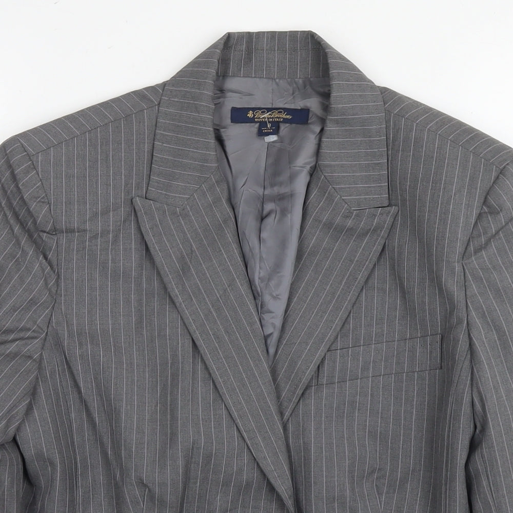 Brooks Brothers Womens Grey Striped Wool Jacket Suit Jacket Size 14