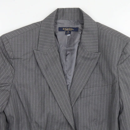 Brooks Brothers Womens Grey Striped Wool Jacket Suit Jacket Size 14