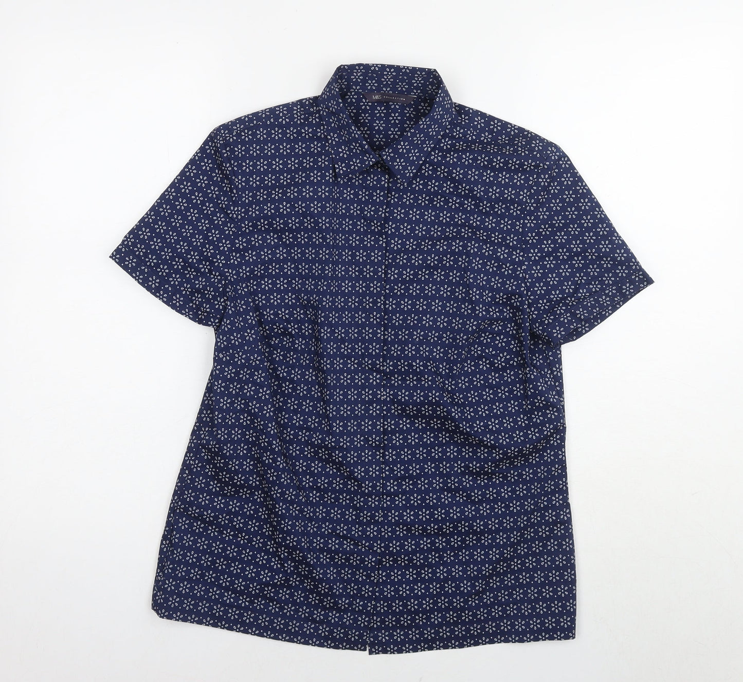Womens UK Size 8 Marks and Spencer Blue Basic Button-Up