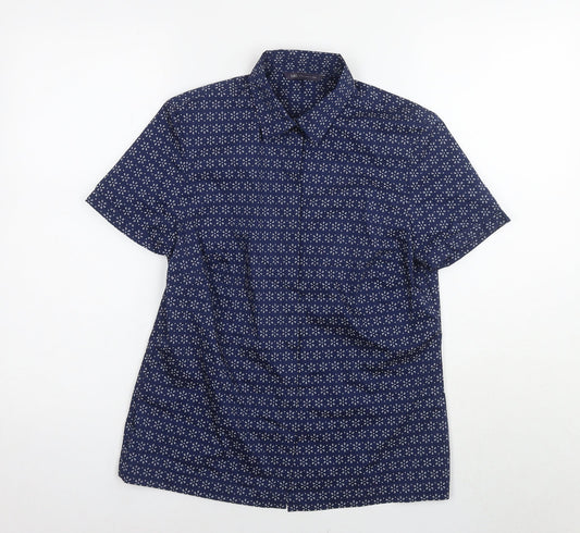 Womens UK Size 8 Marks and Spencer Blue Basic Button-Up