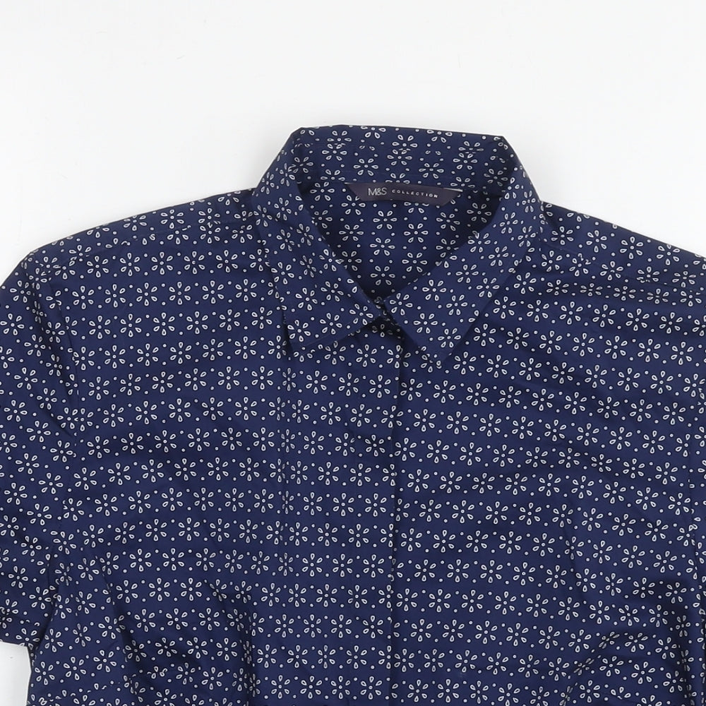 Womens UK Size 8 Marks and Spencer Blue Basic Button-Up