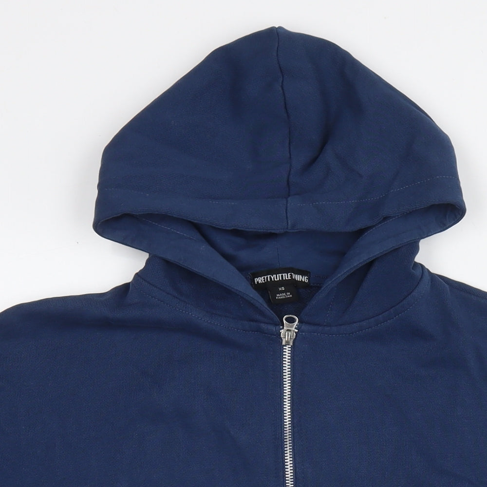 PRETTYLITTLETHING Womens Blue Cotton Full Zip Hoodie Size XS Pullover