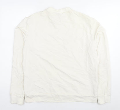 Vikkergewinn Mens White Cotton Pullover Sweatshirt Size L - Logo