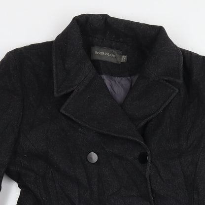 Womens UK Size 12 River Island Black Pea Coat