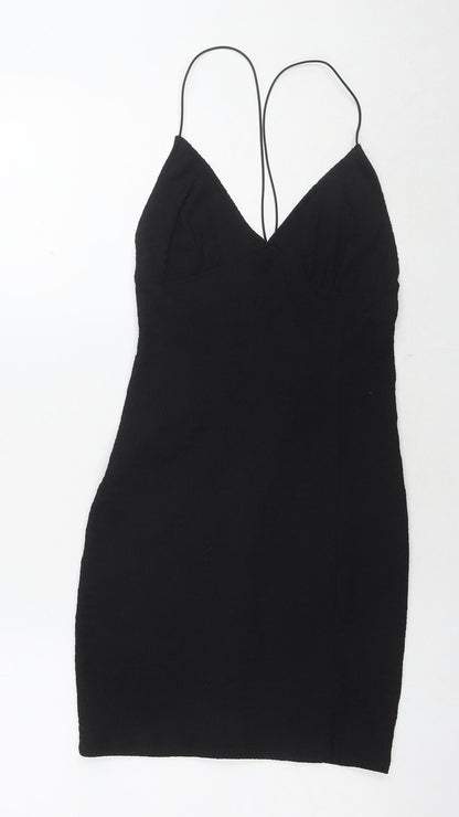 Divided by H&M Womens Black Polyester Bodycon Size S V-Neck Pullover