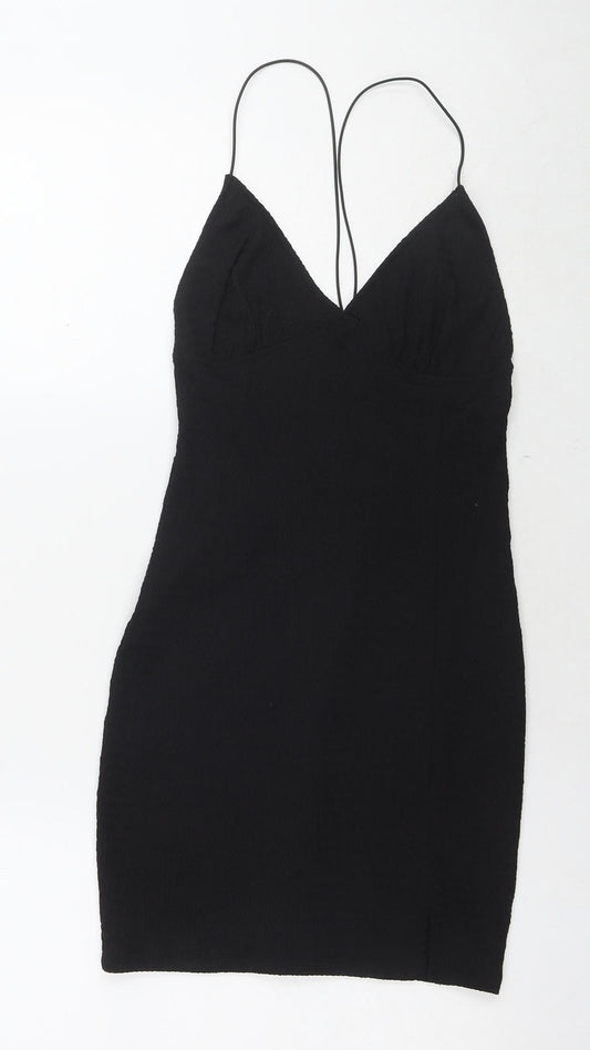 Divided by H&M Womens Black Polyester Bodycon Size S V-Neck Pullover
