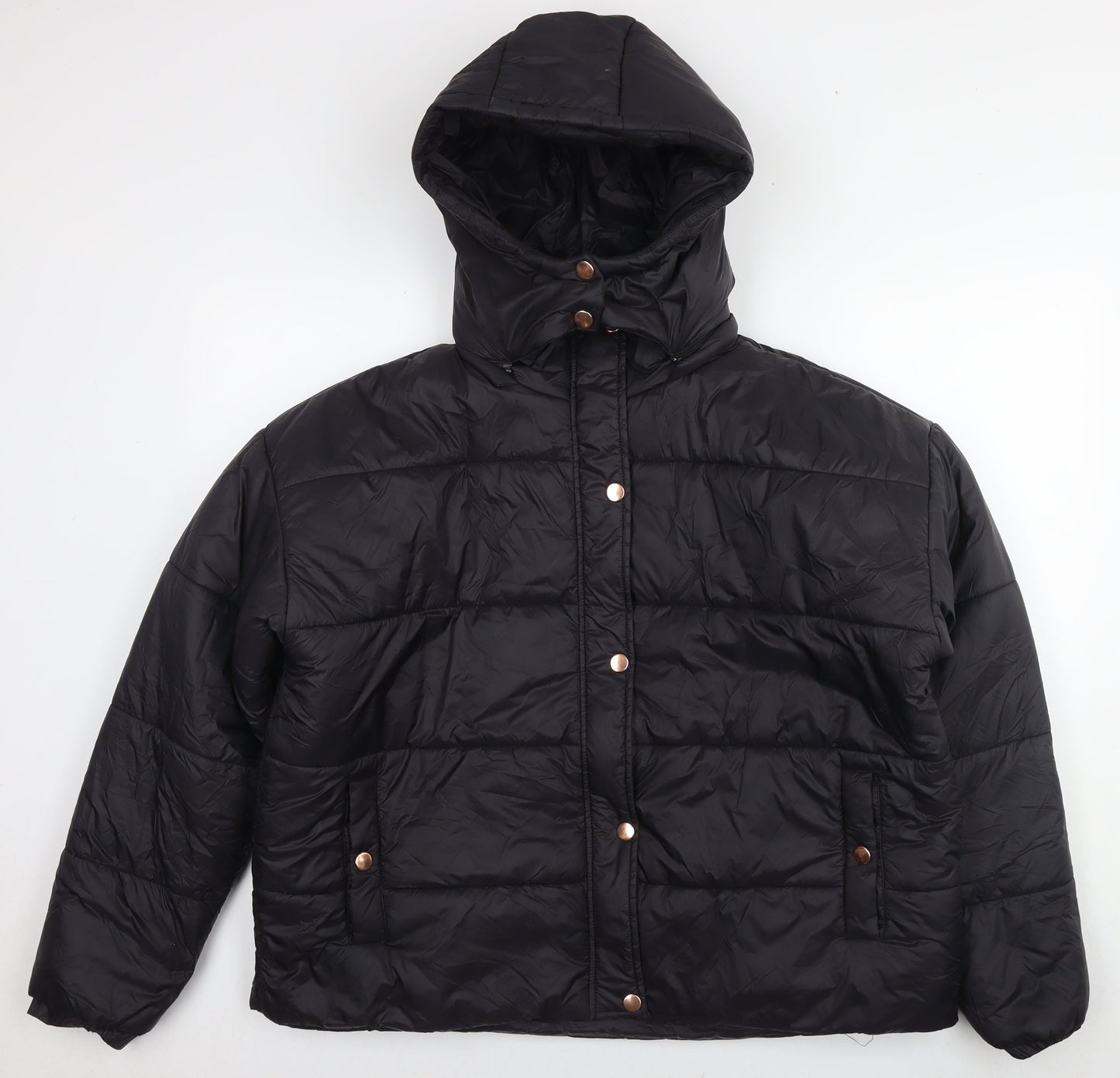 Boohoo Womens Black Puffer Jacket Jacket Size 16 Zip