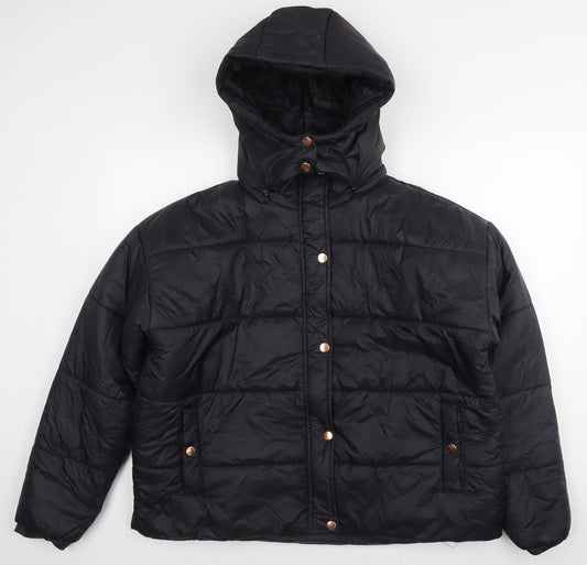 Boohoo Womens Black Puffer Jacket Jacket Size 16 Zip