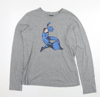 Zara Mens Grey Polyester Pullover Sweatshirt Size L - Mr. Fantastic Marvel Comics