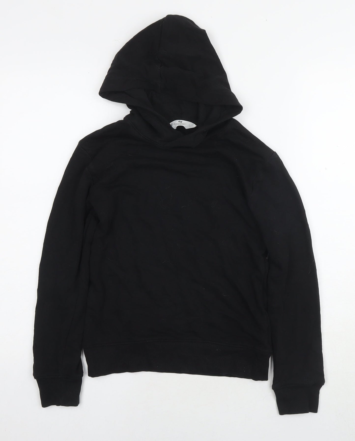 H&M Girls Black Cotton Pullover Hoodie Size 9-10 Years Pullover