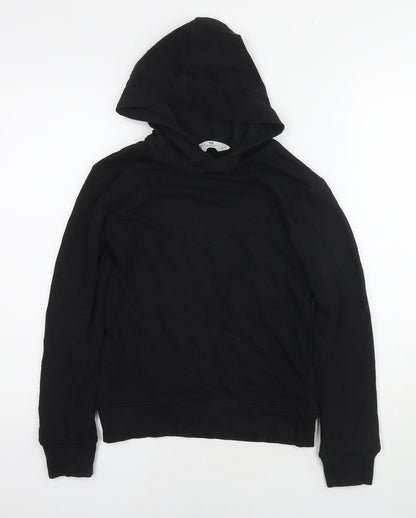 H&M Girls Black Cotton Pullover Hoodie Size 9-10 Years Pullover