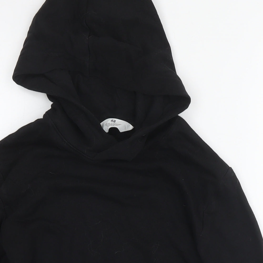 H&M Girls Black Cotton Pullover Hoodie Size 9-10 Years Pullover