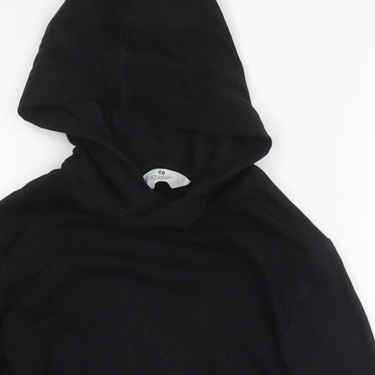 H&M Girls Black Cotton Pullover Hoodie Size 9-10 Years Pullover