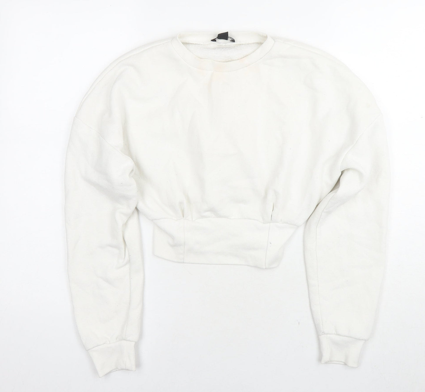 Boohoo Womens White Cotton Pullover Hoodie Size 10 Pullover