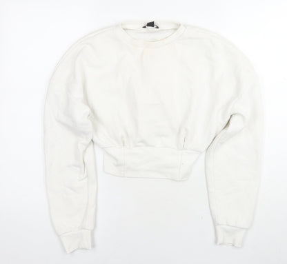Boohoo Womens White Cotton Pullover Hoodie Size 10 Pullover