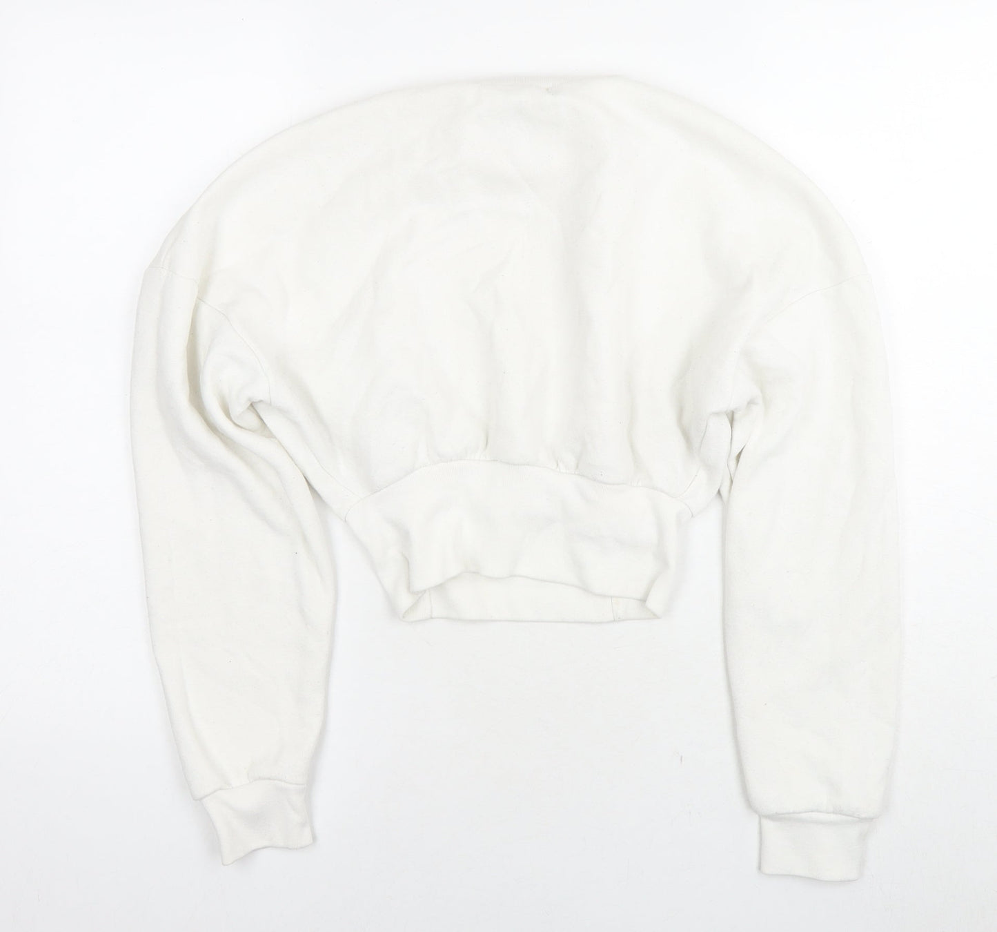 Boohoo Womens White Cotton Pullover Hoodie Size 10 Pullover