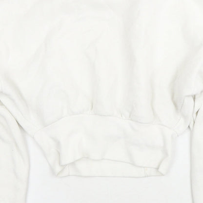Boohoo Womens White Cotton Pullover Hoodie Size 10 Pullover