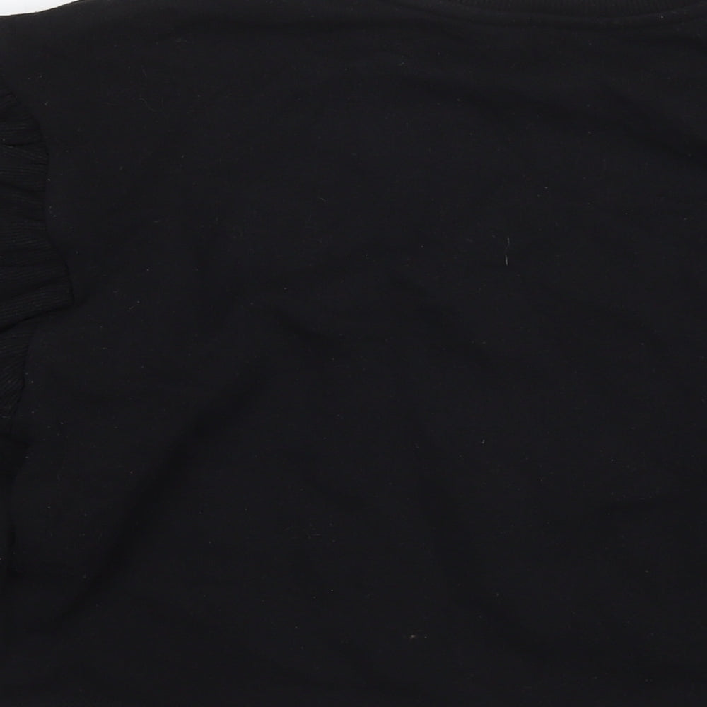 Zara Womens Black Cotton Pullover Sweatshirt Size M Pullover - Pearl Detail