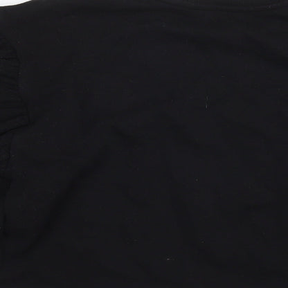 Zara Womens Black Cotton Pullover Sweatshirt Size M Pullover - Pearl Detail