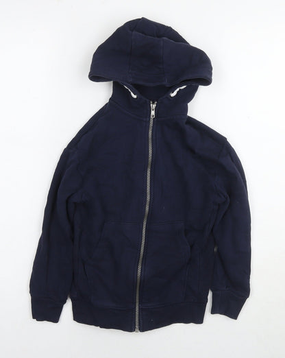 Marks and Spencer Boys Blue Cotton Full Zip Hoodie Size 7-8 Years Zip
